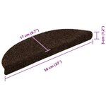 vidaXL Tapis d'escalier auto-adhésifs 15 pièces 56 x 17 x 3 cm Marron Demi-rond