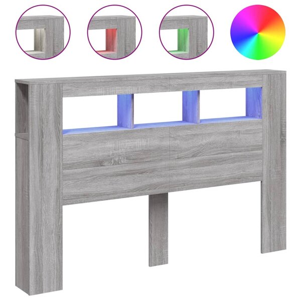 vidaXL Tête de lit à LED sonoma gris 160x18 5x103 5 cm bois ingénierie