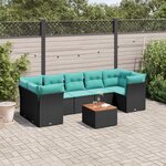 vidaXL Salon de jardin 8 Pièces avec coussins noir résine tressée