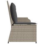 vidaXL Banc inclinable de jardin et coussins gris clair résine tressée
