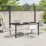 vidaXL Ensemble de salle à manger de jardin 5 pièces avec coussins blanc Textilène et acier