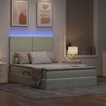 vidaXL Lit de rangement LED avec matelas Gris clair 140 x 190 cm