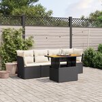 vidaXL Salon de jardin 5 Pièces avec coussins noir résine tressée