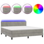 vidaXL Sommier à lattes de lit avec matelas LED Gris clair 160x200 cm