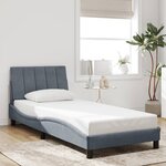 vidaXL Cadre de lit avec LED sans matelas Hanko gris foncé 90x200 cm velours