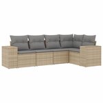 vidaXL Salon de jardin avec coussins 5 Pièces beige résine tressée