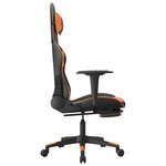 vidaXL Chaise de jeu de massage et repose-pied Noir orange Similicuir