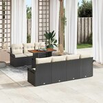 vidaXL Ensemble de canapé de jardin avec coussin 8 Pièces Noir et crème