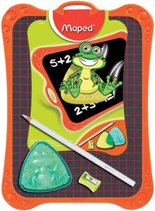 Ardoise à craie plastique uni/quadrillé 20 x 28 cm Noire Avec Accessoires MAPED