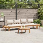 vidaXL Ensemble de canapé de jardin 5 Pièces Marron et Crème