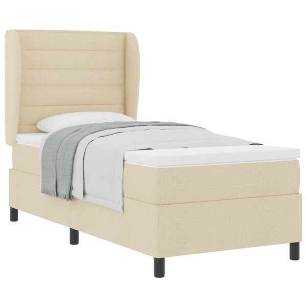 Lit à ressorts vidaXL avec matelas Crème 90x200 cm Tissu