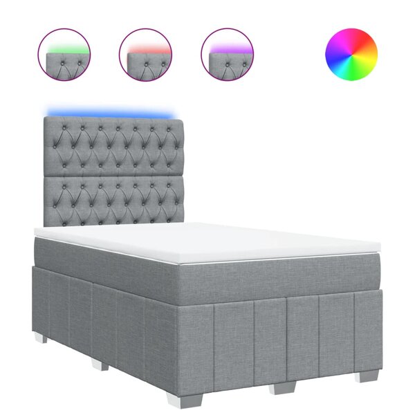 vidaXL Sommier à lattes de lit avec matelas Gris clair 120x200cm Tissu