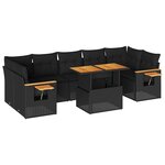 vidaXL Salon de jardin avec coussins 8 Pièces noir résine tressée acacia