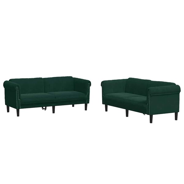 vidaXL Ensemble de canapés 3 Pièces vert foncé velours