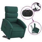 vidaXL Fauteuil inclinable électrique vert foncé tissu