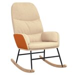 vidaXL Chaise à bascule avec tabouret Blanc crème Tissu