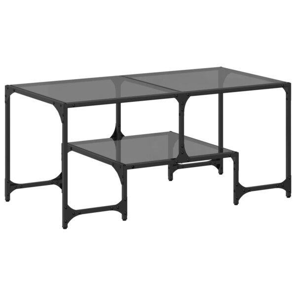 vidaXL Table basse avec dessus en verre noir 98 5x50x45 cm acier