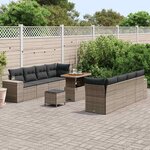vidaXL Ensemble de canapé de jardin avec coussin 11 Pièces Gris polyrotin