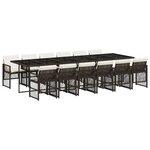 vidaXL Ensemble à manger de jardin avec coussins 13 Pièces marron rotin