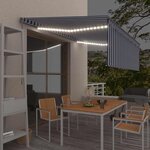 vidaXL Auvent manuel rétractable avec store et LED 4 5x3 m Bleu blanc