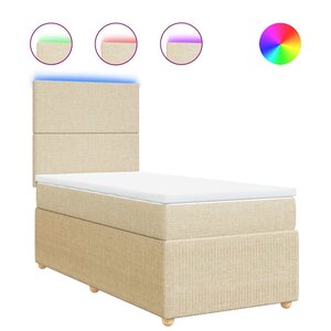 vidaXL Sommier à lattes de lit et matelas Crème 90x190 cm Tissu