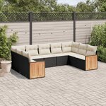 vidaXL Salon de jardin 9 Pièces avec coussins noir résine tressée