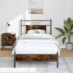vidaXL Cadre de lit sans matelas chêne fumé 75x190cm bois d'ingénierie
