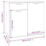 vidaXL Buffet Chêne fumé 80x36x75 cm Bois d'ingénierie