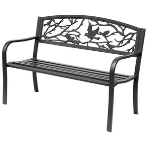 Banc 3 places de jardin terrasse style rural chic 127L x 60l x 85H cm métal époxy anticorrosion noir