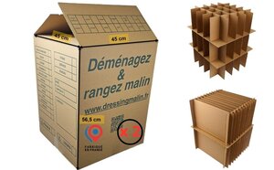 Kit Déménagement Vaisselle - 2 Cartons 114L Renforcés + Séparateurs - 75 Verres et 24 Assiettes - Protection Anti-Casse Déménagement