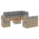 vidaXL Salon de jardin avec coussins 9 Pièces beige résine tressée