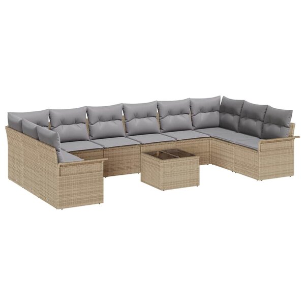 vidaXL Ensemble de canapé de jardin 11 Pièces Noir polyrotin