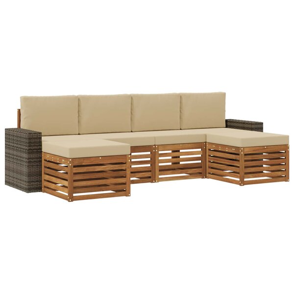 vidaXL Ensemble de canapés d'extérieur 6 pc Naturel et Beige