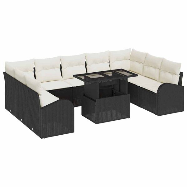 vidaXL Ensemble de canapé de jardin 10 Pièces Noir Poly rotin