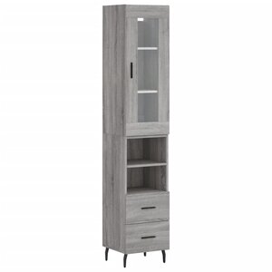 vidaXL Buffet haut Sonoma gris 34 5x34x180 cm Bois d'ingénierie