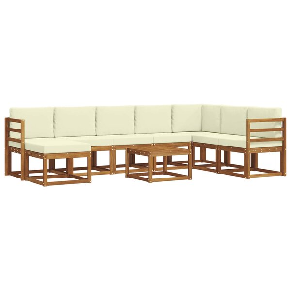 vidaXL Ensemble de canapés d'extérieur 9 Pièces Naturel et Crème