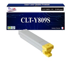 T3AZUR - Toner compatible avec Samsung CLT-Y809S pour Samsung CLX-9201NA CLX-9251NA CLX-9301NA MultiXpress C9201NA C9251NA C9301NA- Jaune