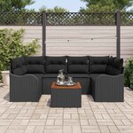 vidaXL Ensemble de canapé de jardin 7 Pièces Noir