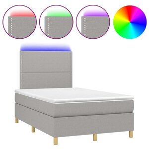 vidaXL Sommier à lattes de lit matelas LED gris clair 120x190 cm tissu