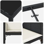 vidaXL Ensemble de salle à manger de jardin 5 pièces avec coussins en Rattan Poly Noir