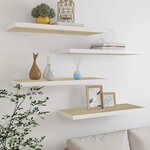 vidaXL Étagères flottantes 4 Pièces chêne et blanc 80x23 5x3 8 cm MDF