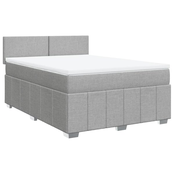 vidaXL Sommier à lattes de lit avec matelas Gris clair 140x200cm Tissu