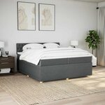 vidaXL Sommier à lattes de lit avec matelas Gris foncé 200x200cm Tissu