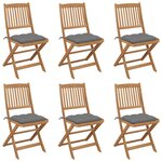 vidaXL Chaises pliables de jardin lot de 6 avec coussins Bois d'acacia