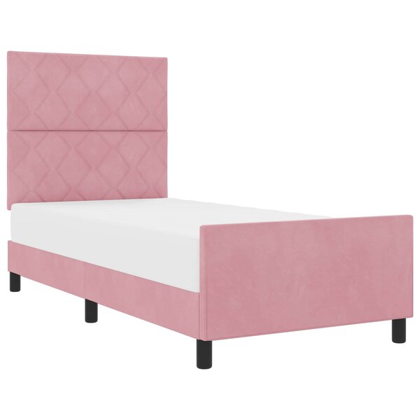 vidaXL Lit à ressorts avec tête de lit Rose 90 x 200 cm Velours