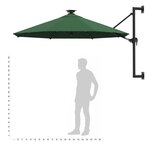 vidaXL Parasol mural de jardin avec LED 300 cm vert