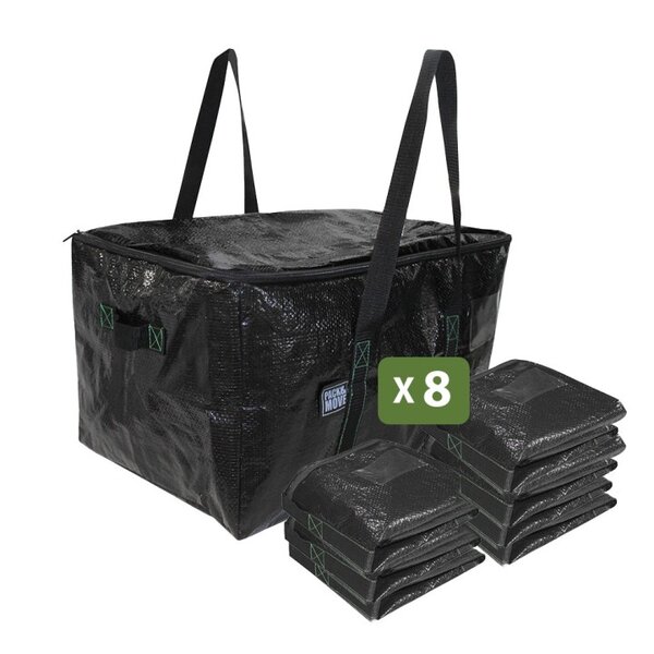 Pack and Move - Lot 8 Sacs Rangement Recylé - 55 x 35 x 30 cm - Poignées solides - Déménagement et Transport - Ultra Résistant - Réutilisable - 55L