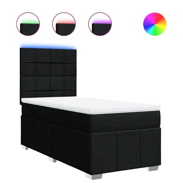 vidaXL Sommier à lattes de lit avec matelas Noir 100x200 cm Tissu