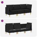 vidaXL Canapé modulaire avec rangement 3 Pièces Noir Tissu