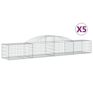 vidaXL Paniers à gabions arqués 5 Pièces 300x50x40/60 cm fer galvanisé
